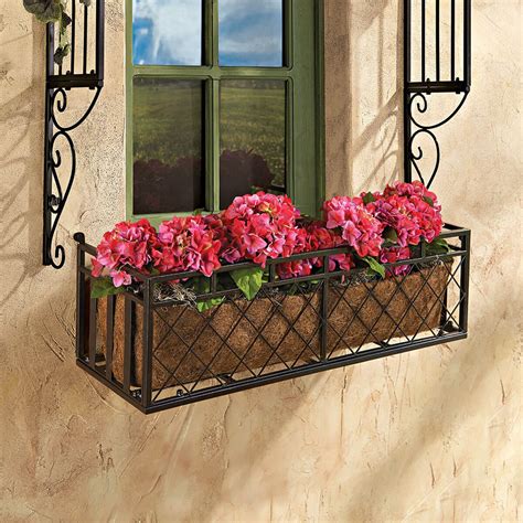 metal flower window boxes|black plastic window box planter.